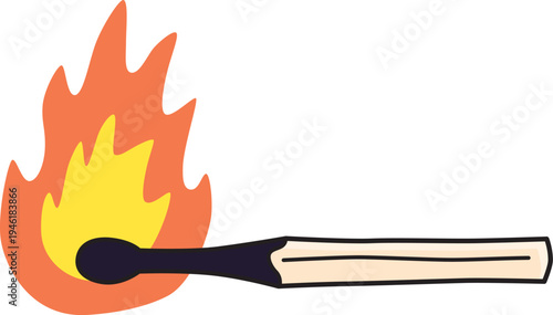 Burning match cartoon illustration isolated vector