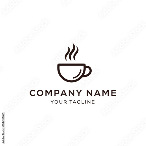 Simple Black Coffee Cup Logo Design.