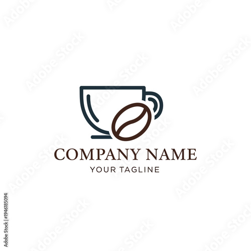 Coffee Cup Logo Design with Bean.