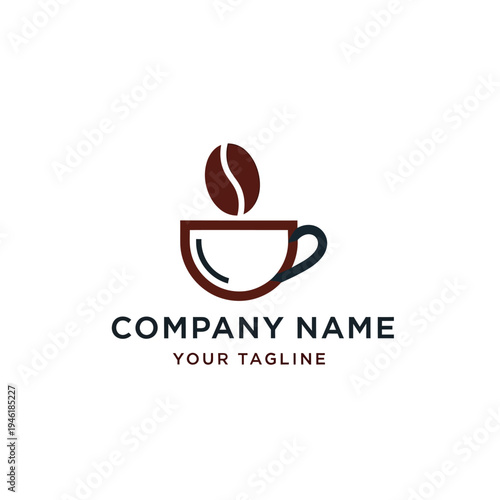 Coffee Cup Logo Design with Bean.