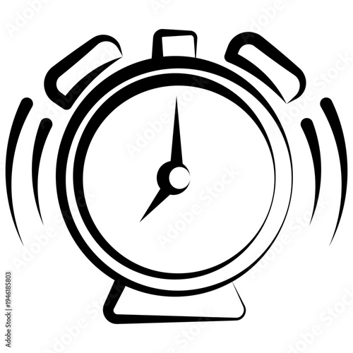 Clock Outline Hand Drawn Icon, Mini Illustration For Modern Concept, Print, Ui, Ux Kit, Web And App Development. Vector Related To Kindergarten, Preschool, Kids And Baby