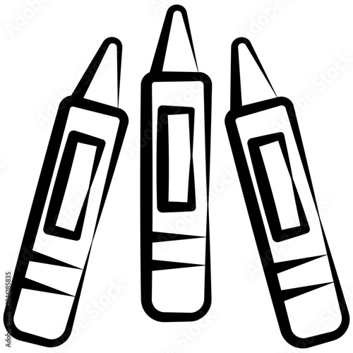 Crayon Outline Hand Drawn Icon, Mini Illustration For Modern Concept, Print, Ui, Ux Kit, Web And App Development. Vector Related To Kindergarten, Preschool, Kids And Baby