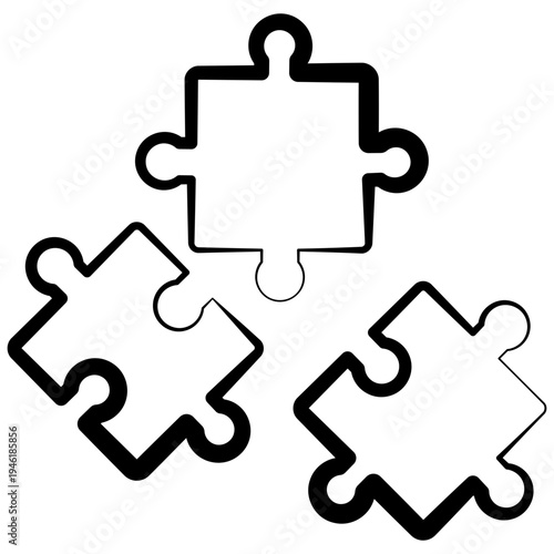 Puzzle Outline Hand Drawn Icon, Mini Illustration For Modern Concept, Print, Ui, Ux Kit, Web And App Development. Vector Related To Kindergarten, Preschool, Kids And Baby