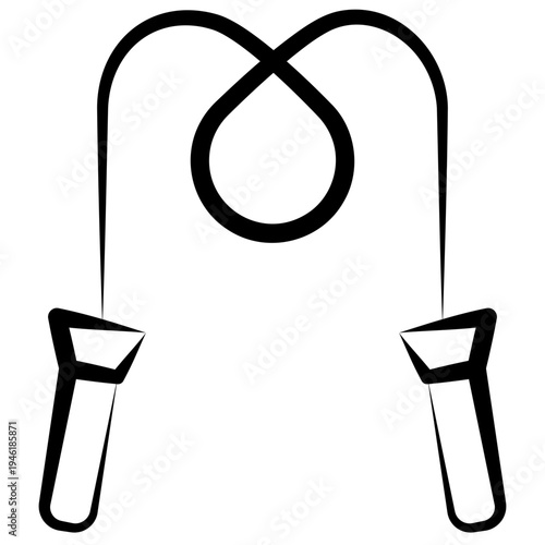 Jumping Rope Outline Hand Drawn Icon, Mini Illustration For Modern Concept, Print, Ui, Ux Kit, Web And App Development. Vector Related To Kindergarten, Preschool, Kids And Baby