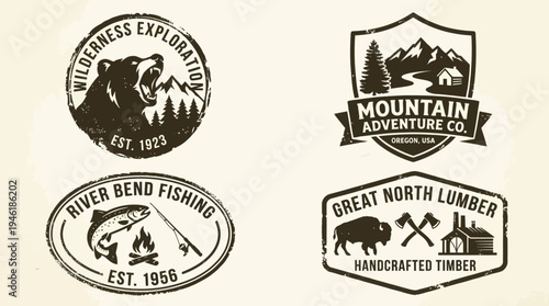 Collection of Vintage Outdoor Adventure and Nature-Inspired Logos.