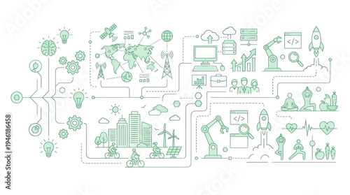 Conceptual illustration of technological advancements and global connectivity.
