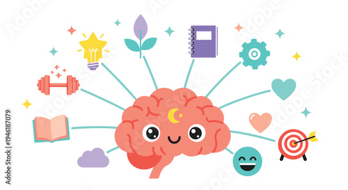 Set of 12 creative thinking icons vector, brain with ideas