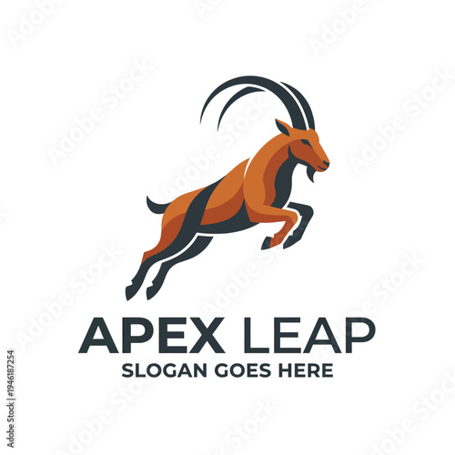 This dynamic logo showcases a leaping goat representing agility, strength, and ambition, perfect for brands promoting fitness, adventure, and enthusiastic lifestyles.