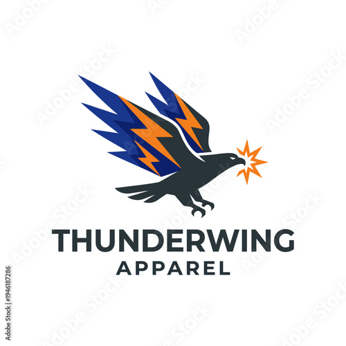 A striking falcon logo signifying strength and agility, perfect for an apparel brand focusing on high-energy and bold designs, capturing attention and inspiring confidence.