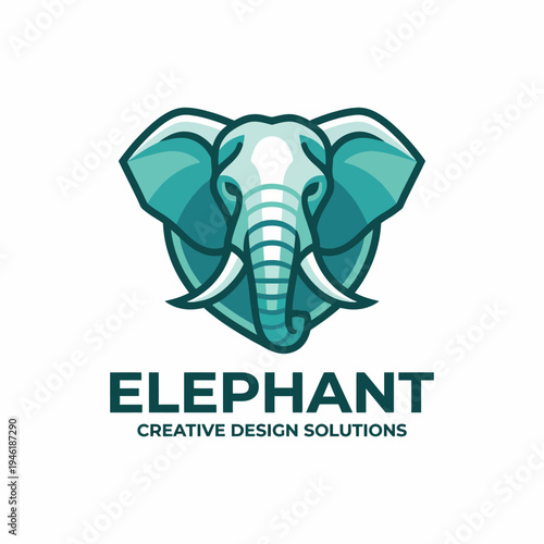 The image is a sleek, stylized elephant logo representing wisdom and strength in the creative industry, ideal for branding agencies focused on innovative design solutions.