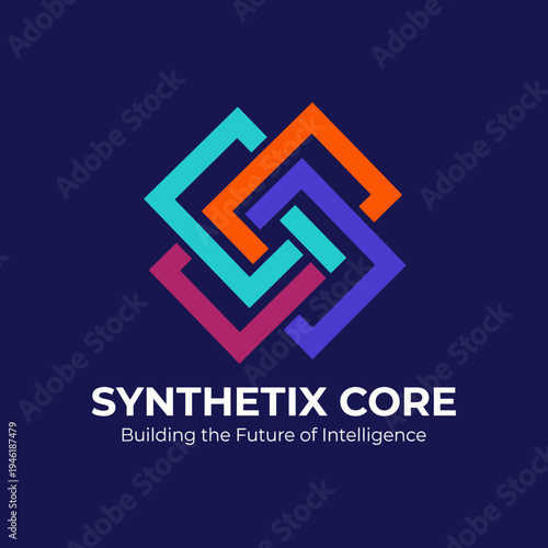 This modern design features interlocking shapes representing a core of intelligence, ideal for technology brands or innovation-focused businesses looking for a symbolic representation.