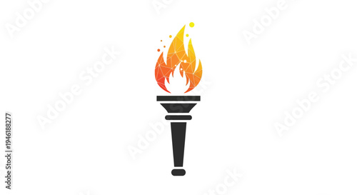 A lit torch with vibrant flames burning brightly.