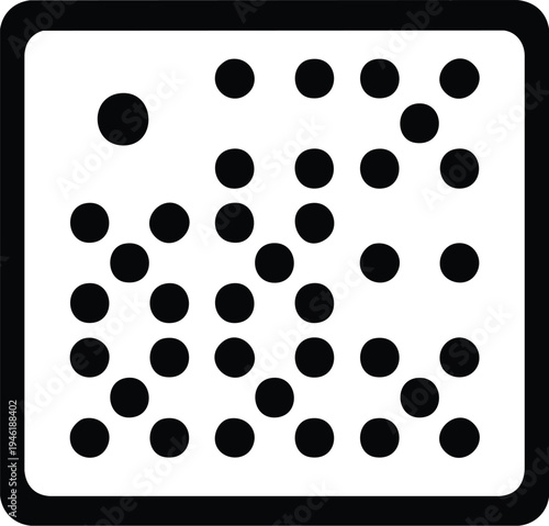 Abstract pattern of scattered dots with one larger dot.