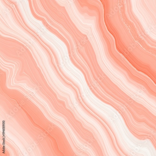 Abstract Swirling Coral and Cream Marble Texture Background.