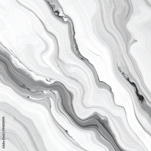Abstract Swirling Marble Texture in Black and White.