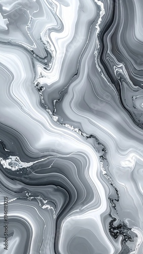 Elegant Gray and White Marble Swirls Abstract Background.