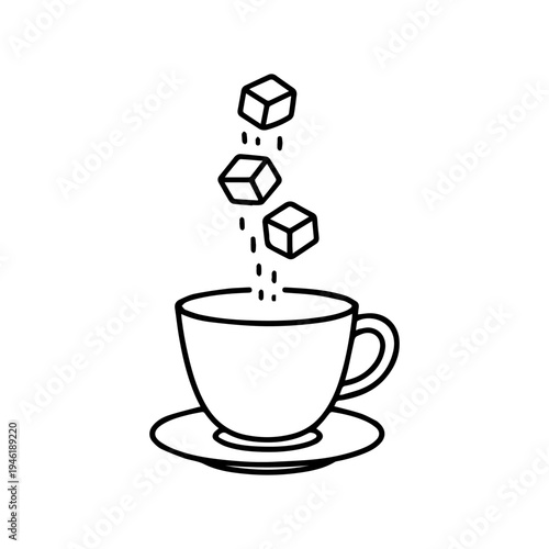 sugar falls into the cup line icon vector isolated
Vector line icon on a white background