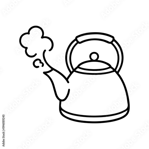 kettle with steam line icon vector isolated
Vector line icon on a white background