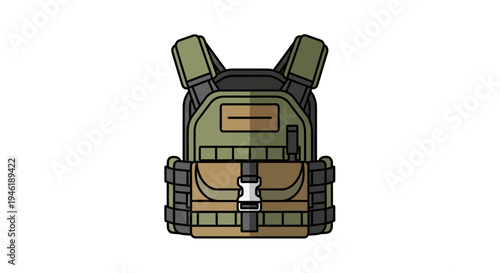 Tactical Vest, Body Armor, Military Gear, Protection, Bulletproof Vest Illustration