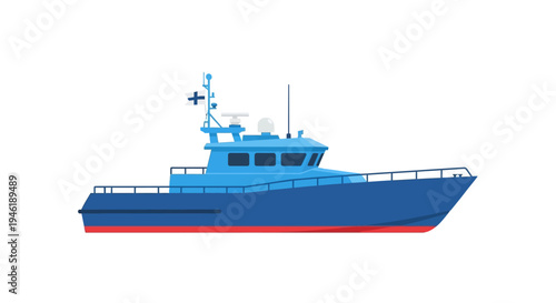 Modern Blue Patrol Boat Illustration
