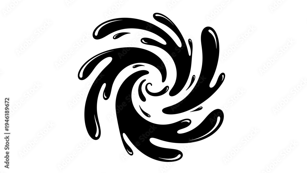 Fototapeta premium Abstract Black Swirl Liquid Splash Motion Graphic.