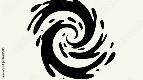 Abstract Black Swirl Graphic Design Element.