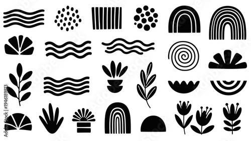 Abstract Organic Shapes and Botanical Elements Collection.