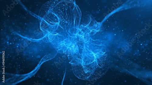 Abstract Blue Energy Nebula Formation Cosmic Background Animation.