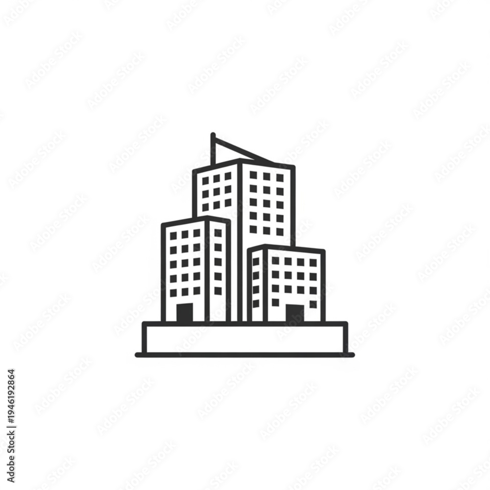 Fototapeta premium Modern City Building Line Icon Vector Illustration
