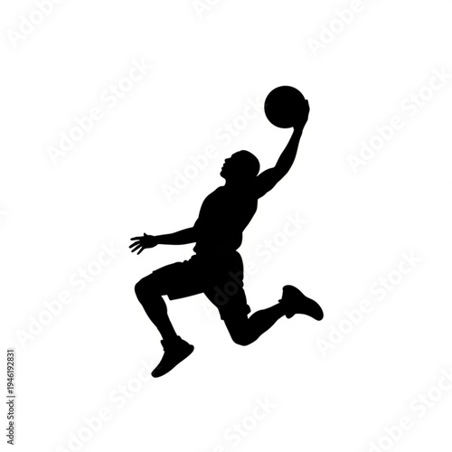 Basketball Player Jump Shot Silhouette Vector Illustration