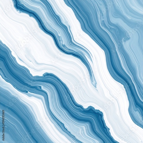 Abstract Blue and White Swirling Marble Texture Background.
