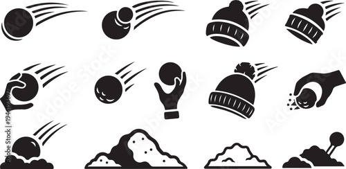 Snowy Weather Icons and Graphics in Black and White