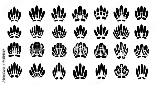 Elegant collection of traditional stylized monochrome emblems and crests, featuring abstract decorative patterns ideal for modern graphic design, branding, cultural themes, and artistic applications