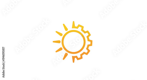 Sun Gear Symbol Represents Renewable Energy and Innovation.
