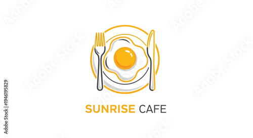Sunrise Cafe Logo Featuring a Fried Egg and Cutlery.