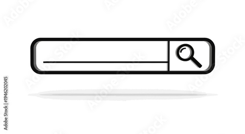 Search Bar with Magnifying Glass Icon, Digital Interface Element for Online Search and Information Discovery