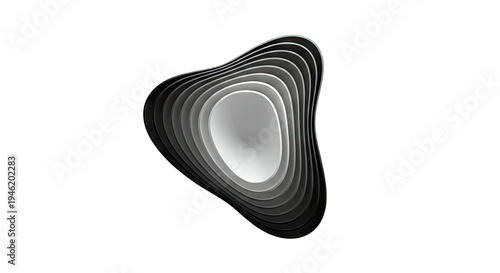 Abstract layered organic shape with gradient shading