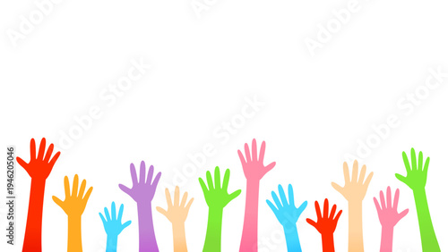 カラフルな沢山の手