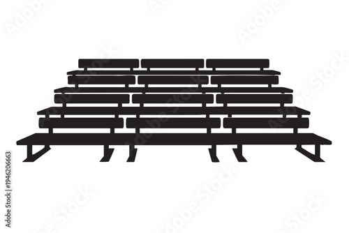 Empty stadium grandstand bleachers seating silhouette vector illustration