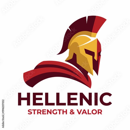 This iconic Spartan helmet design features bold colors and a distinct silhouette, representing strength and bravery ideal for sports, fitness, or historical themes.