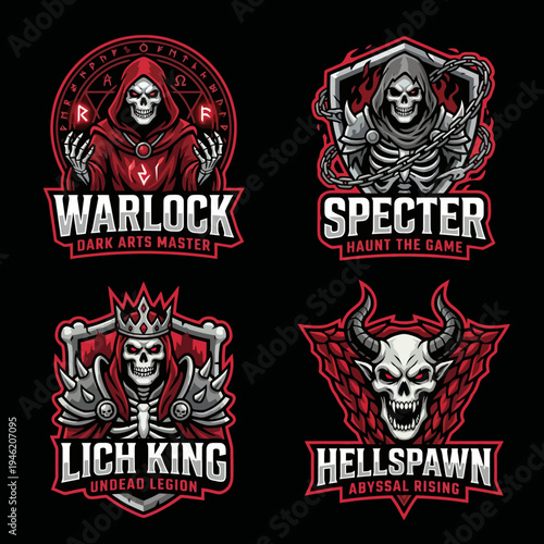 This dark and captivating warlock logo illustrates mastery of dark arts, ideal for gaming and fantasy merchandise; showcasing terror and intrigue.