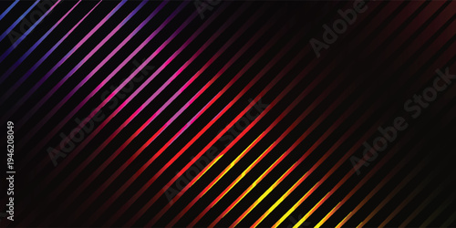 Vibrant Neon Light Stripes on Dark Background.