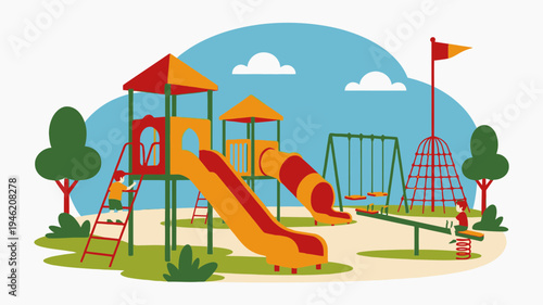 Playground Equipment for Kids Vector Cartoon vector illustration