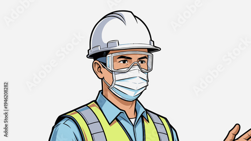 Construction Worker Wearing Safety Gear vector illustration