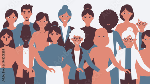 Diverse Group of People Standing Together vector illustration