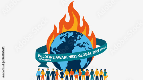Wildfire Awareness Global Day Action Vector vector illustration