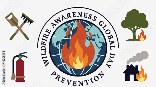 Wildfire Awareness Global Day Prevention Concept vector illustration