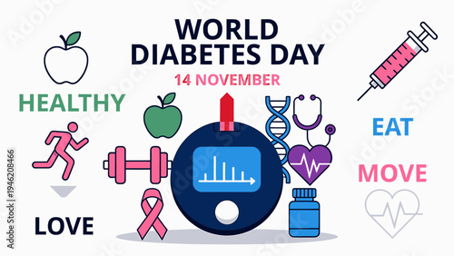 World Diabetes Day Awareness Vector vector illustration