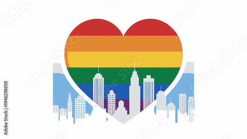 New York City Pride Heart Skyline vector illustration