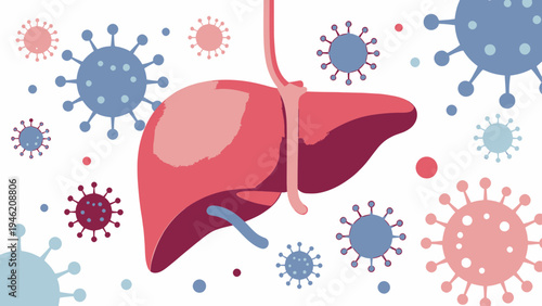 Liver and Virus Concept vector illustration